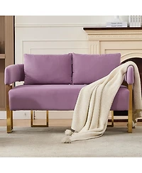 Streamdale Furniture Ts Modern Velvet Side Chair with Gold Metal Legs Lilac (Combo Set)