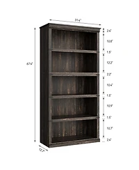 homfan 31 Inch Retro Bookcase with Metal Frame, Bookshelf for Living Room Office, Engineered Wood