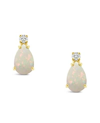 Opal (3/8 ct. t.w.) and Diamond Accent Stud Earrings 14K Yellow Gold or White