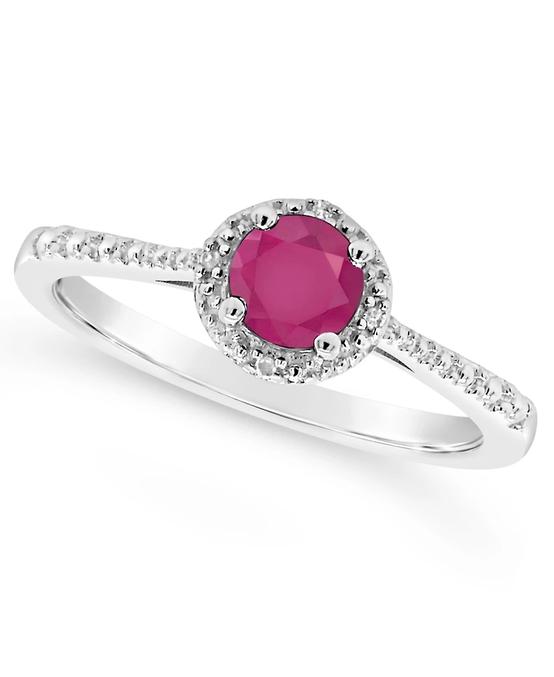 Sapphire (5/8 ct. t.w.) and Diamond Accent Ring Sterling Silver (Also Ruby)