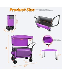 Streamdale Furniture Multi-Functional Folding Wagon Cart with Canopy All-Terrain Wheels