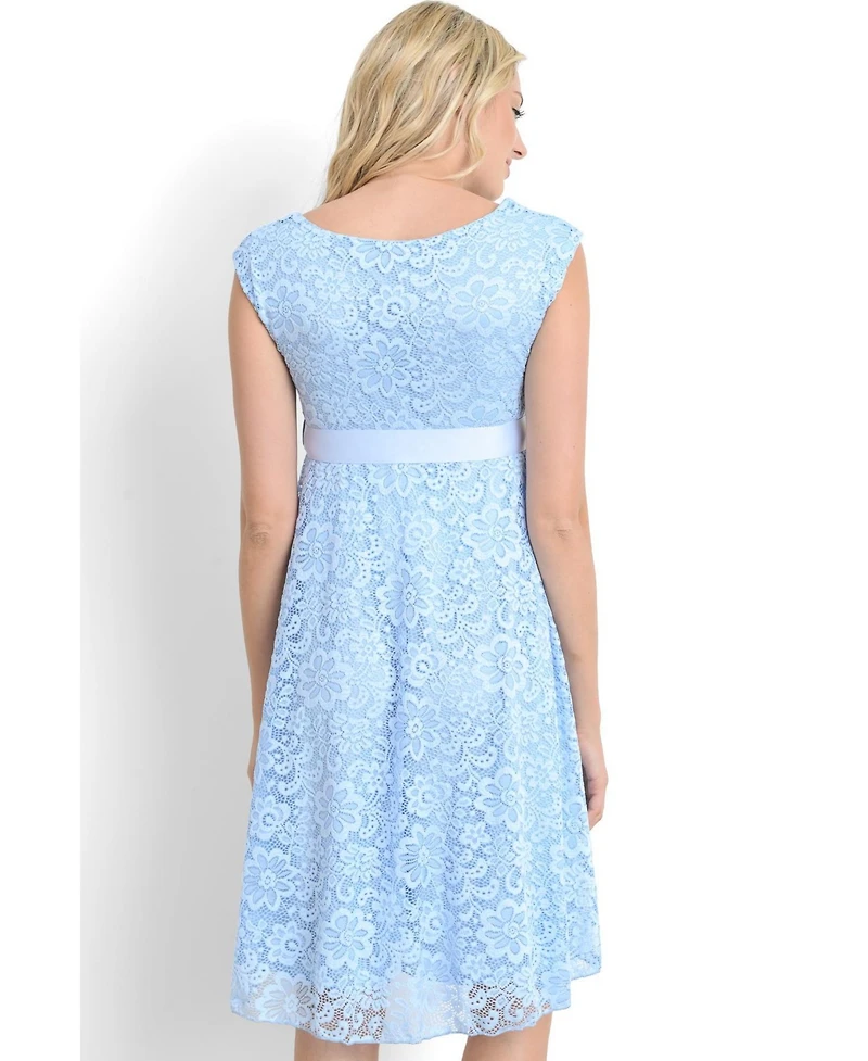 Hello Miz Women's Maternity Lace A-Line Dress with Scoop Neck