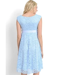 Hello Miz Women's Maternity Lace A-Line Dress with Scoop Neck