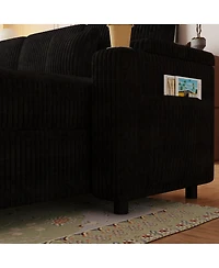 Streamdale Furniture 100'' U-Shaped Corduroy Sofa Bed with Usb Storage and Cup Holders