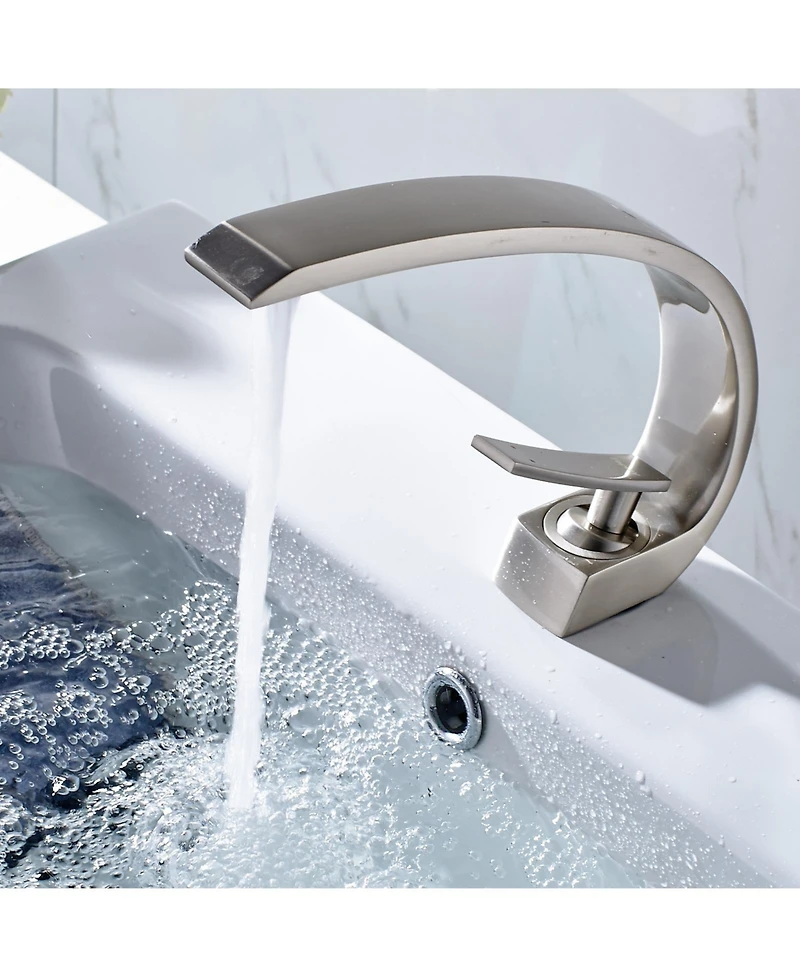 Midola Brushed Nickel Bathroom Faucet,Faucet for Bathroom Sink, Single Hole Bathroom Faucet Modern Single Handle Vanity Basin Faucet