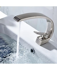 Midola Brushed Nickel Bathroom Faucet,Faucet for Bathroom Sink, Single Hole Bathroom Faucet Modern Single Handle Vanity Basin Faucet