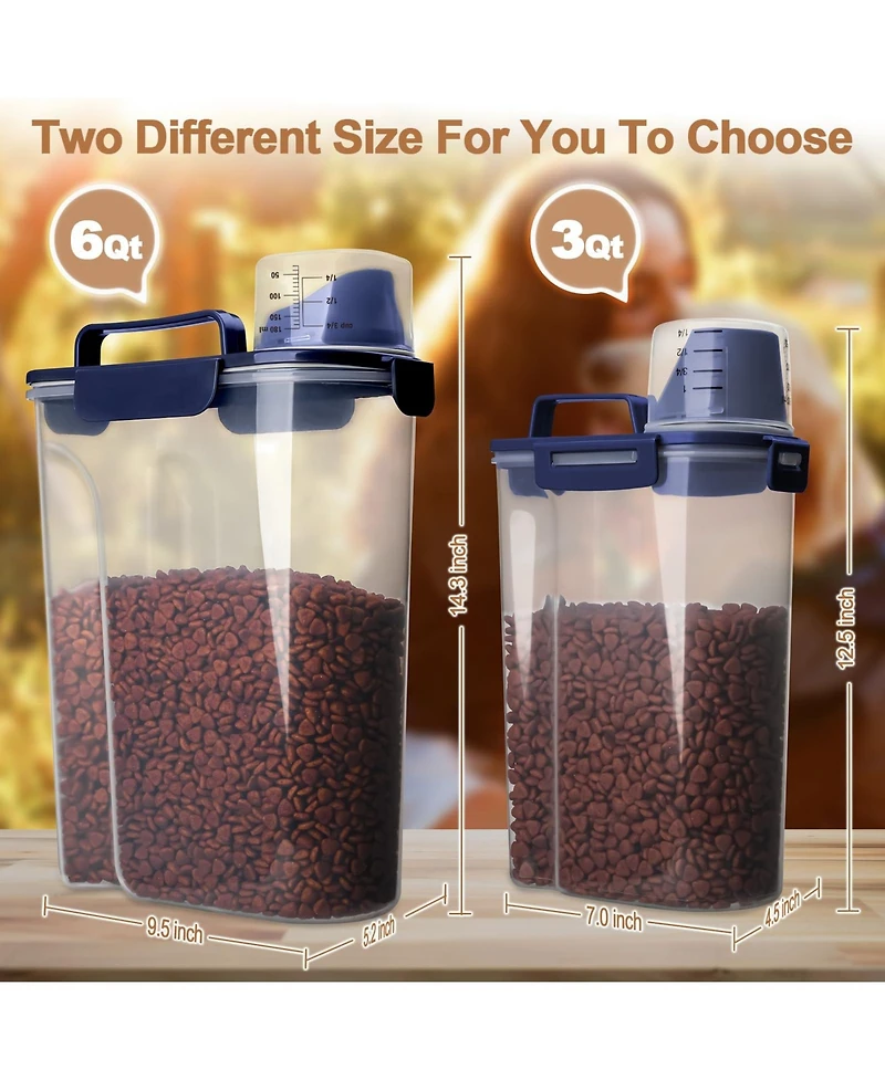 Aronkl Airtight Pet Dry Food Storage Container with Pour Spout Portable Handle and Collapsible Bowl