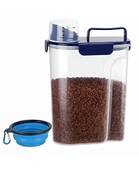 Aronkl Airtight Pet Dry Food Storage Container with Pour Spout Portable Handle and Collapsible Bowl