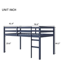 Sailvan Solid Wooden, Rubber Wooden Twin Loft Bed with Ladder, Platform of Strengthened Slats