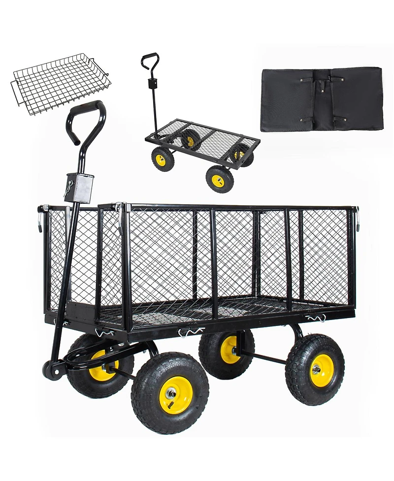 Streamdale Furniture 3-in-1 Oversized Steel Garden Cart 880lbs Capacity Utility Cart with Liner