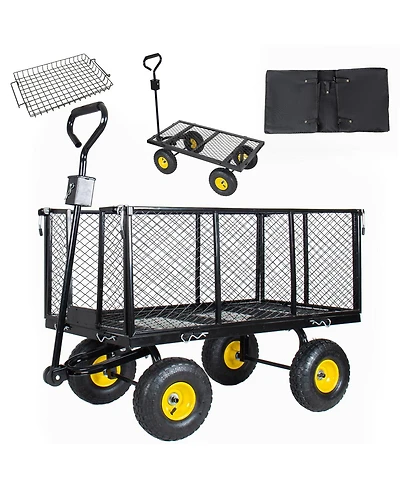 Streamdale Furniture 3-in-1 Oversized Steel Garden Cart 880lbs Capacity Utility Cart with Liner