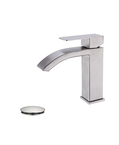Midola Waterfall Spout Bathroom Sink Single Handle Faucet with Pop-Up Drain (with Overflow)