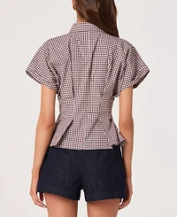 Astr the Label Women's Collared Short-Sleeve Top