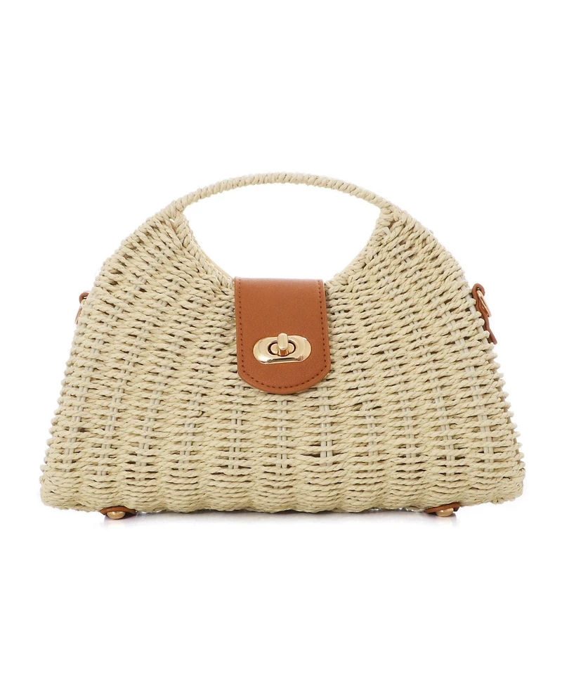 Adornia Straw Picnic Basket Clutch