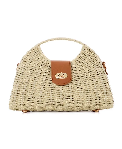 Adornia Straw Picnic Basket Clutch