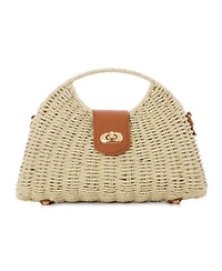Adornia Straw Picnic Basket Clutch