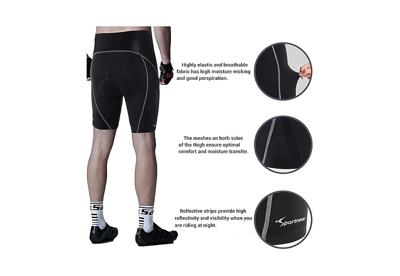 Sportneer Bike Shorts for Men- 4D Silicone Cushion Padding Lightweight Breathable and Moisture Absorbent for Cycling