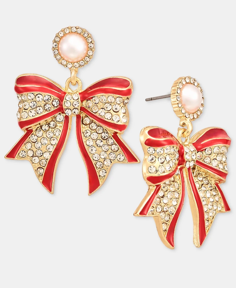 Holiday Lane Ribbon Bow Drop Earrings, Macy's Exclusive