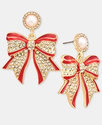 Holiday Lane Ribbon Bow Drop Earrings, Macy's Exclusive