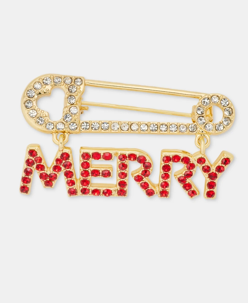 Holiday Lane Gold-Tone Merry Glass Pin, Macy's Exclusive