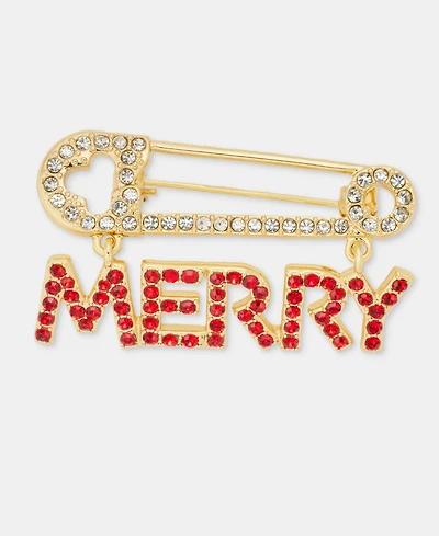 Holiday Lane Gold-Tone Merry Glass Pin, Macy's Exclusive