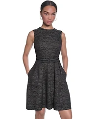 Karl Lagerfeld Paris Women's Crewneck Fit and Flare Dress
