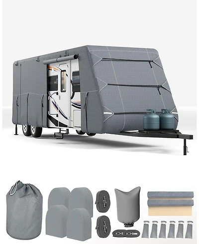 Gaomon Travel Trailer Rv Cover, Extra-Thick Upgraded 7 Layers for Camper Cover 27'-30', with Adhesive Repair Patches