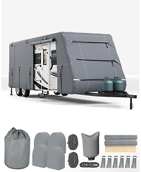 Gaomon Travel Trailer Rv Cover, Extra-Thick Upgraded 7 Layers for Camper Cover 27'-30', with Adhesive Repair Patches