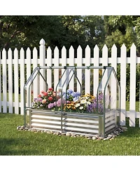 Gouun Small Galvanized Raised Garden Bed with Greenhouse Cover