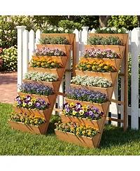 Gouun 8-Tier Vertical Wood Raised Garden Bed Planter with Legs