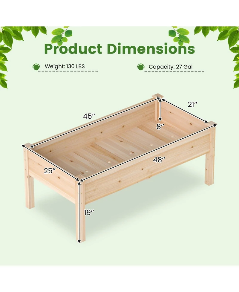 Gouun Wooden Raised Garden Bed Set of 2 with Legs Elevated Fir Wood Planter Box