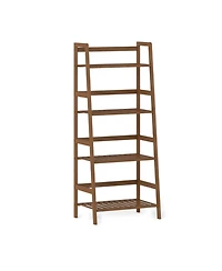 Gouun 4-Tier Bamboo Plant Rack with Guardrails Stable and Space-Saving