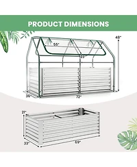 Gouun 68 x 33 x 21 in Galvanized Steel Raised Garden Bed with Cover