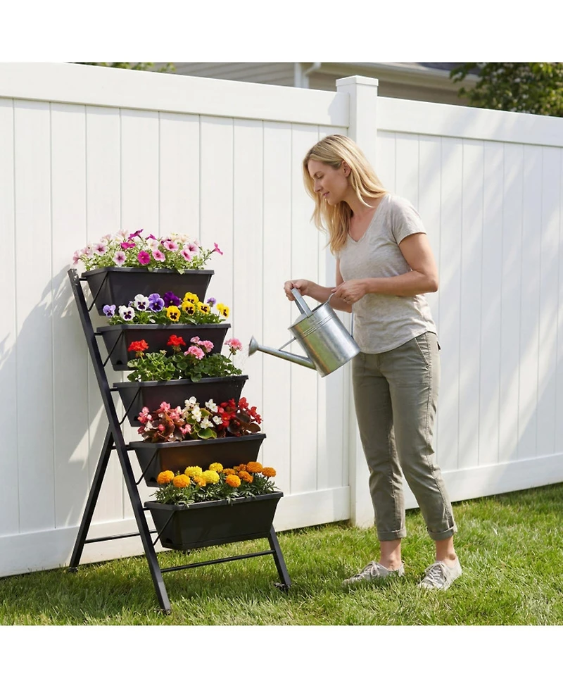 Gouun 5-Tier Vertical Raised Garden Bed with Wheels for Backyard Gardening