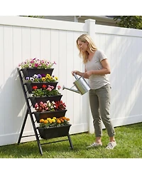 Gouun 5-Tier Vertical Raised Garden Bed with Wheels for Backyard Gardening