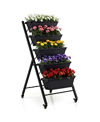 Gouun 5-Tier Vertical Raised Garden Bed with Wheels for Backyard Gardening