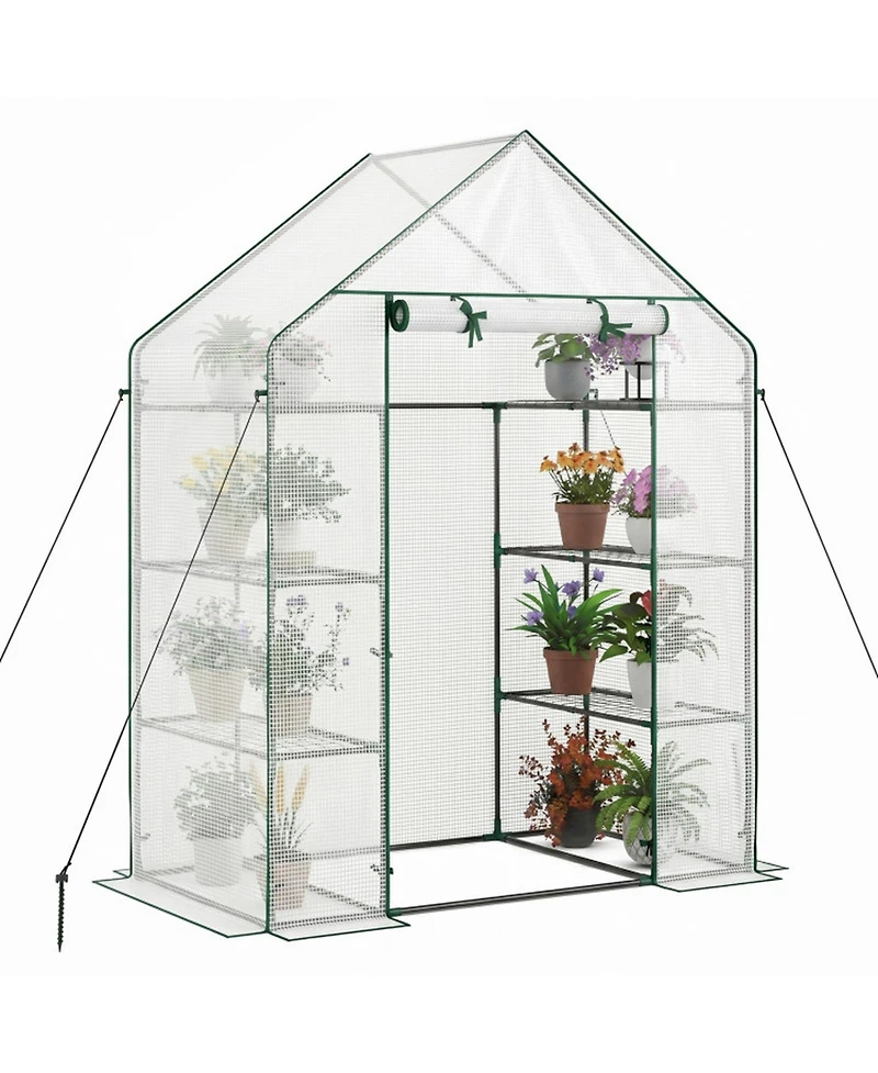 Gouun Portable Walk-In Greenhouse 3-Tier with 6 Metal Wire Shelves