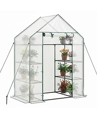 Gouun Portable Walk-In Greenhouse 3-Tier with 6 Metal Wire Shelves