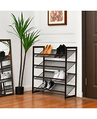 Gouun 4-Tier Metal Shoe Rack with Flat and Slanted Shelves