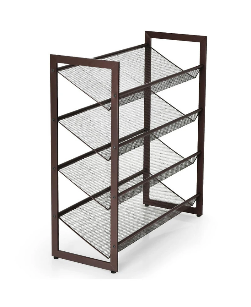 Gouun 4-Tier Metal Shoe Rack with Flat and Slanted Shelves