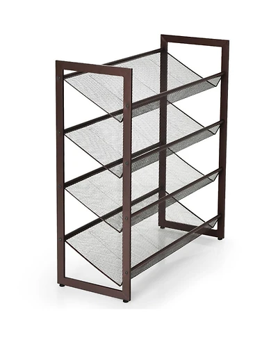 Gouun 4-Tier Metal Shoe Rack with Flat and Slanted Shelves