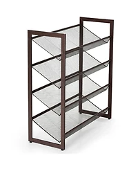 Gouun 4-Tier Metal Shoe Rack with Flat and Slanted Shelves