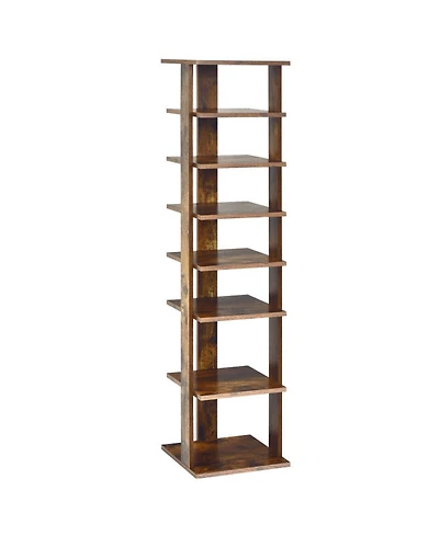 Gouun 7-Tier Vertical Wooden Shoe Rack Space-Saving Organizer for Front Door