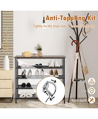 Gouun Industrial 5-Tier Metal Shoe Rack with 4 Mesh Shelves