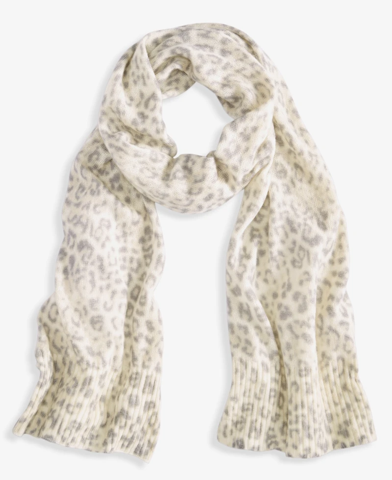 Charter Club Leopard Cashmere Ribbed Muffler, Macy's Exclusive
