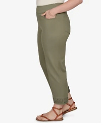 Ruby Rd. Plus Pleated Hem Denim Ankle Pants