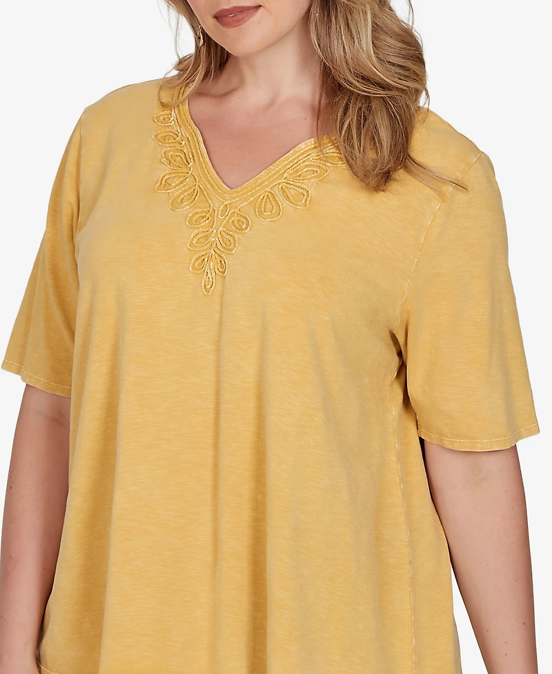 Ruby Rd. Plus Soutache V-Neck Knit Top
