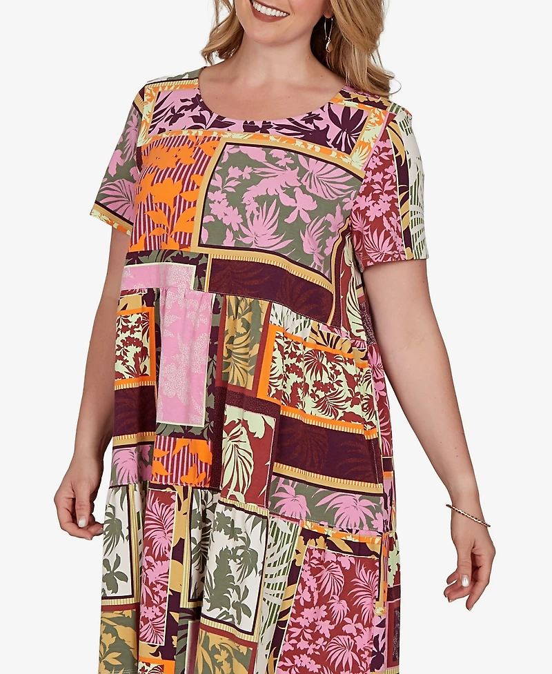 Ruby Rd. Plus Tropical Patchwork Pocket Dress
