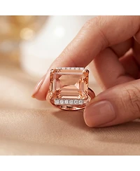 Sterling Silver 18K Rose Gold Plated with Pink and White Cubic Zirconia Accent Ring