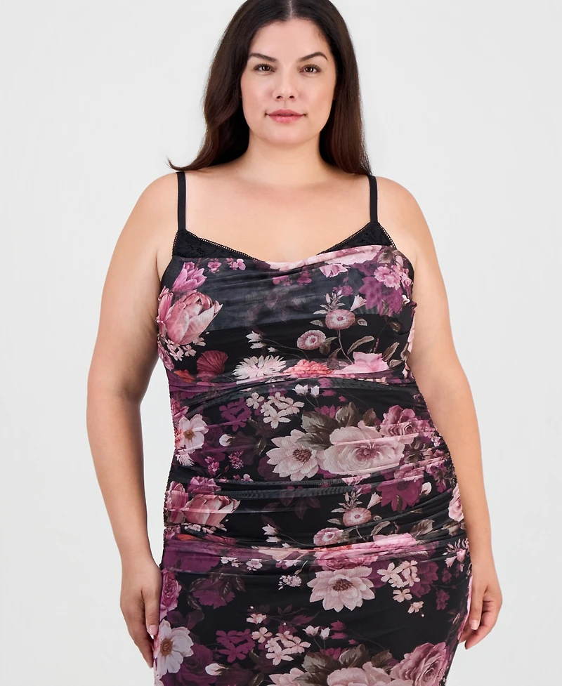 Emerald Sundae Plus Floral Ruched Maxi Dress